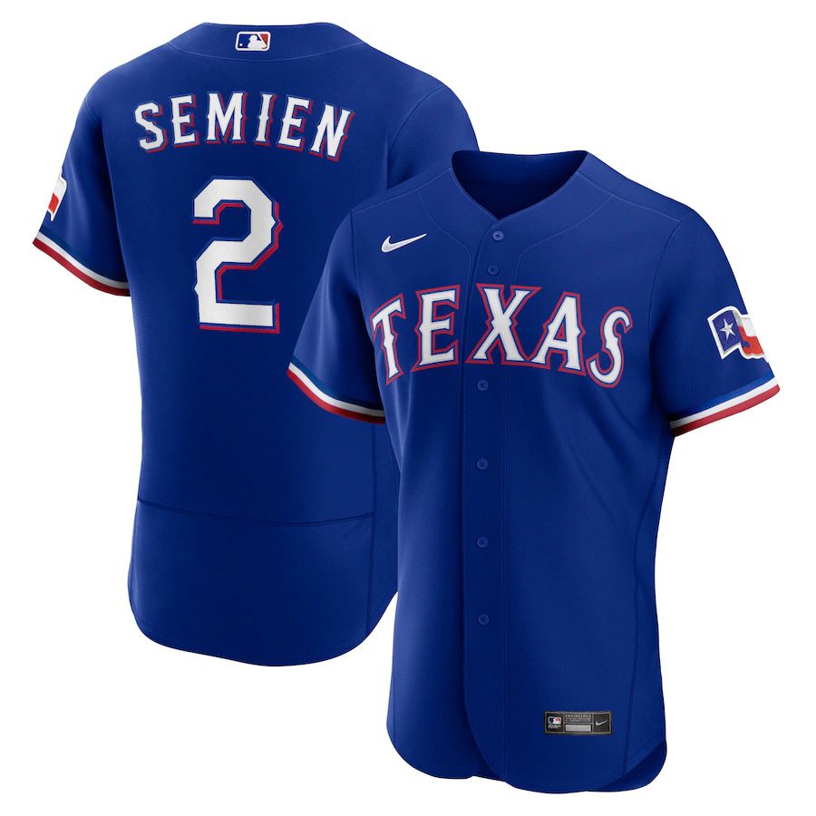 Men Texas Rangers #2 Marcus Semien Nike Royal Alternate Authentic Player MLB Jersey->->MLB Jersey